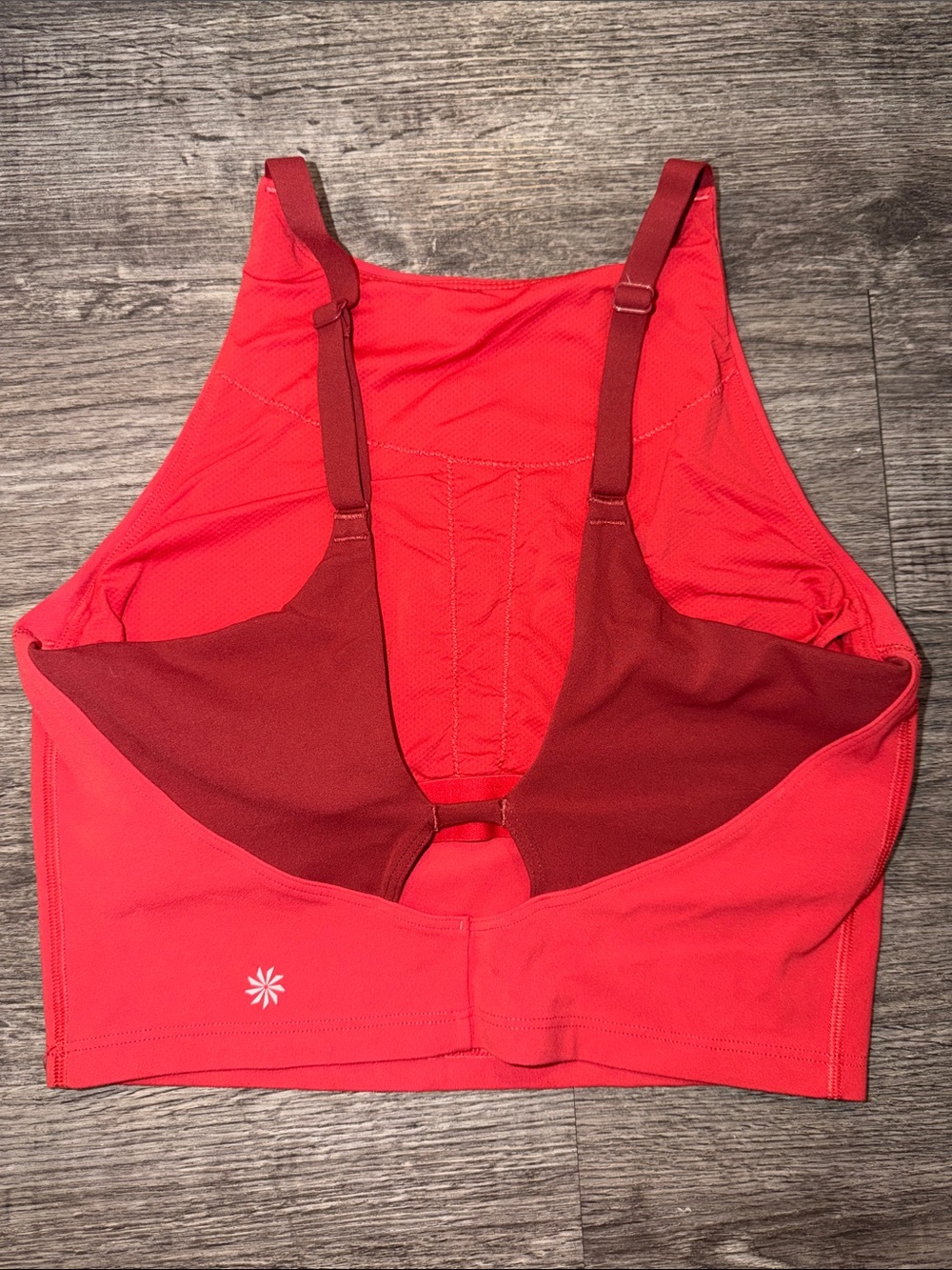 Athleta Red High Neck Crop Sports Bra Adjustable Straps Size Small